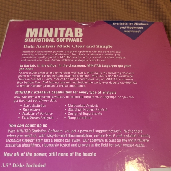 MINITAB Statistical Software Release 10Xtra for Macintosh & Power Macintosh NEW! - Picture 3 of 8